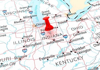 Mapa stanu Indiana